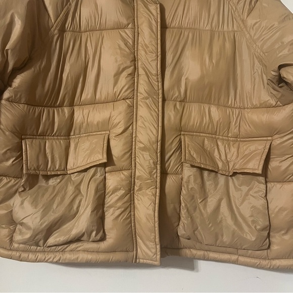 Abercrombie & Fitch Oversized Utility Puffer Jacket in Tan Sz L Water Resistant - Picture 6 of 16